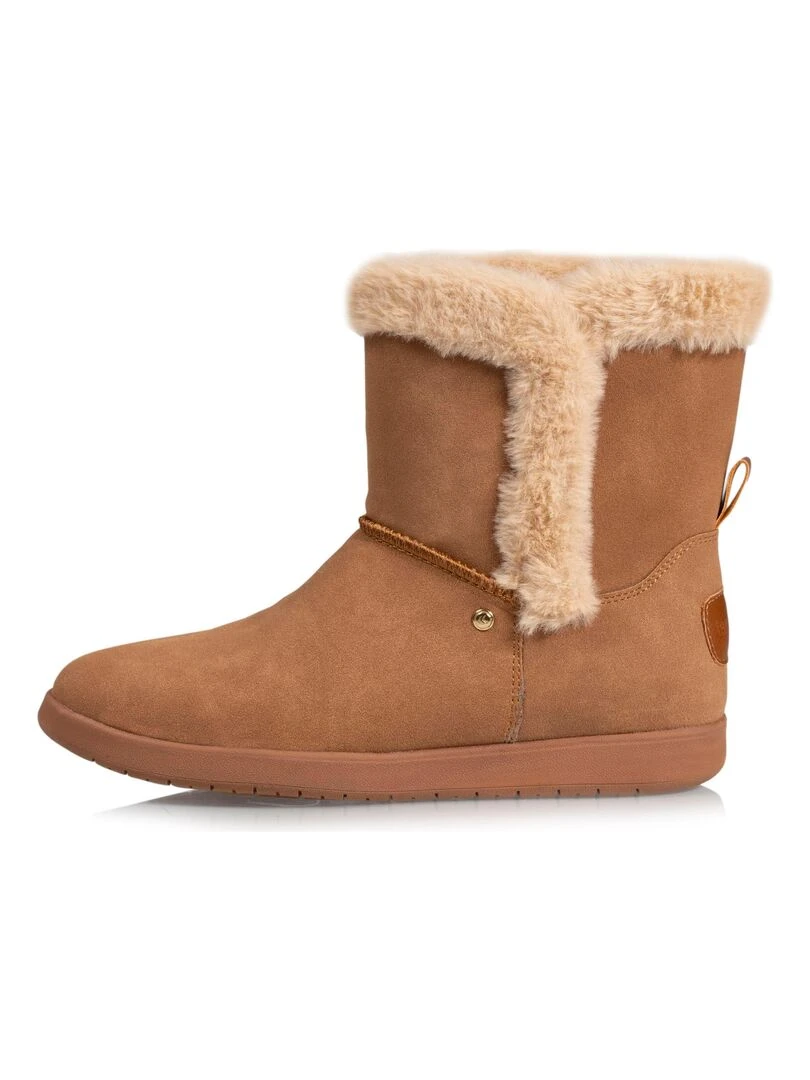 Bottines Femme fourrées avec revers Camel   Marron