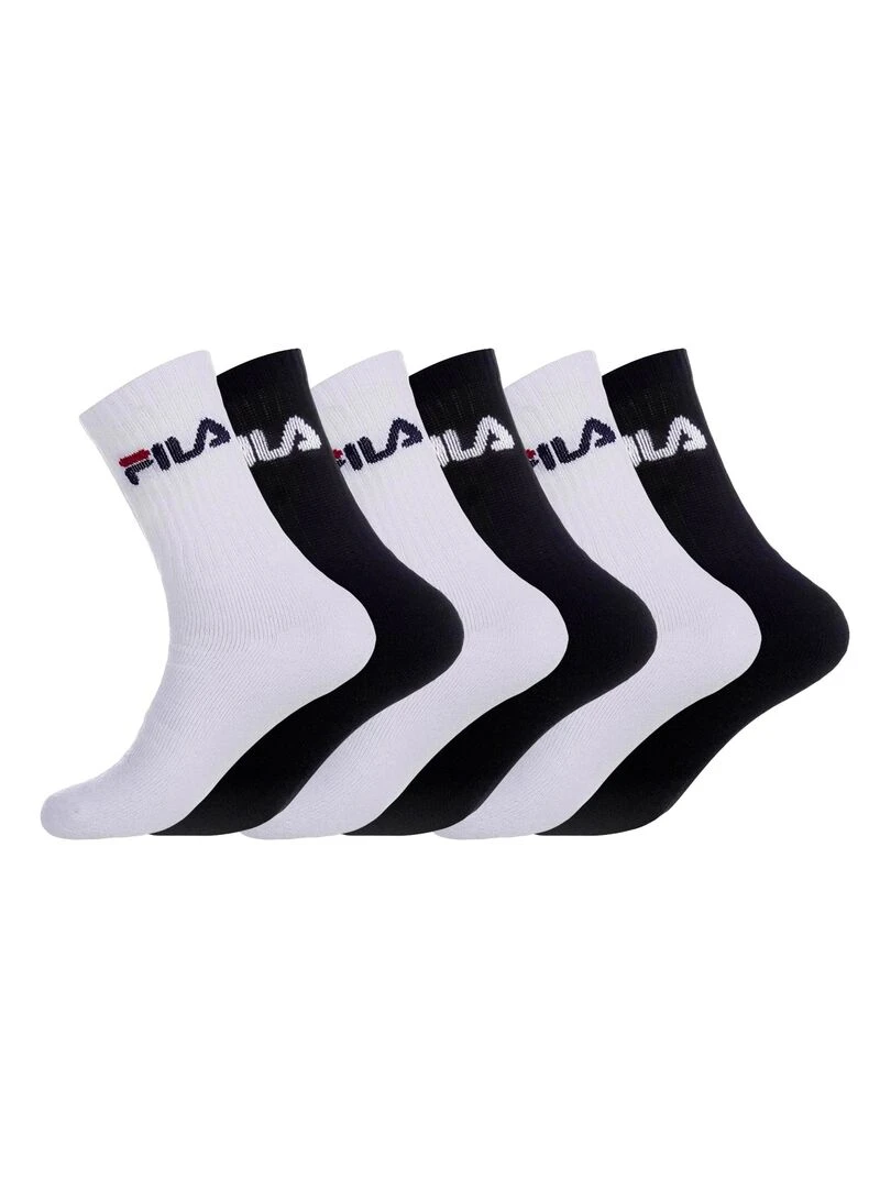 Lot de 6 Paires de Chaussettes Tennis homme Fila Blanc Noir