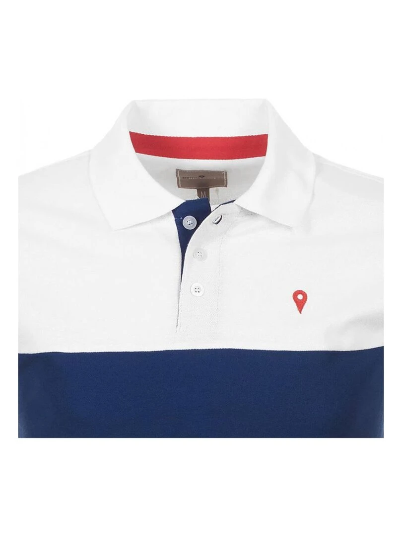 Polo manches courtes garçon ECALOSTE   DEGRE CELSIUS   Blanc Bleu marine