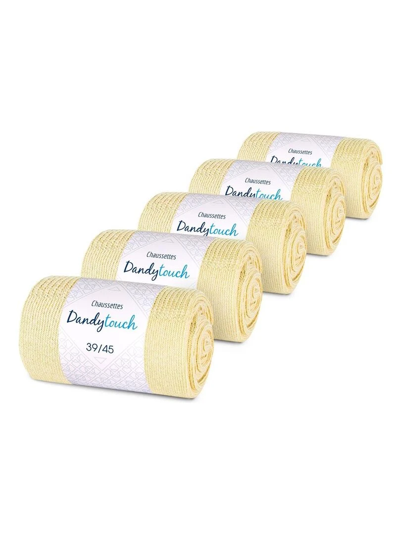Chaussettes Jersey Coton Lot 5 Paires Fabrication UE Jaune paille