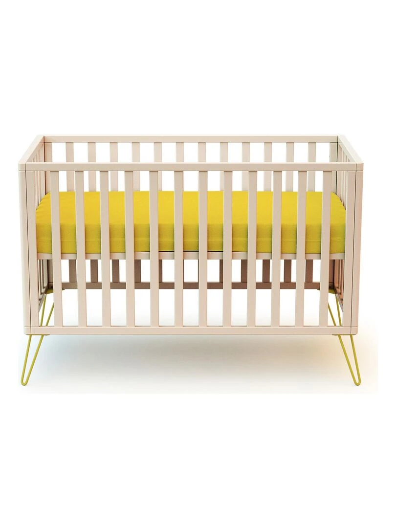 JURABABY Lit bébé Only en bois   Blanc Jaune