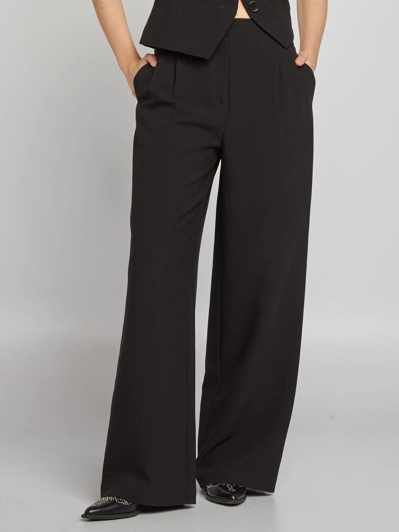 Pantalon large taille haute noir