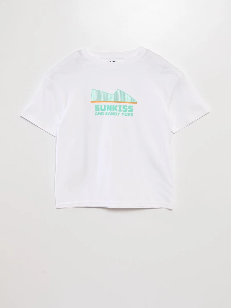 T shirt manches courtes à message Blanc