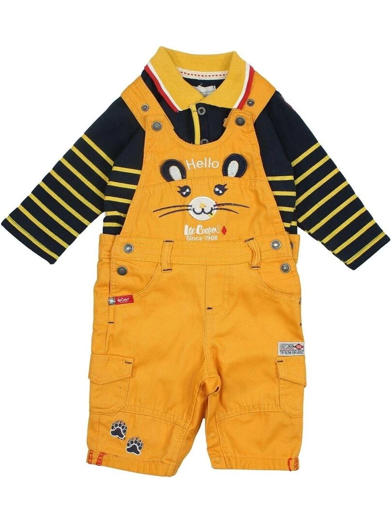 Lee Cooper Ensemble Polo salopette bébé garçon Imprimé Lee Cooper Orange