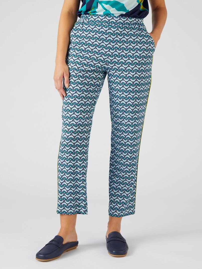 Pantalon 7/8ème mini bandes côtés. Damart Bleu marine