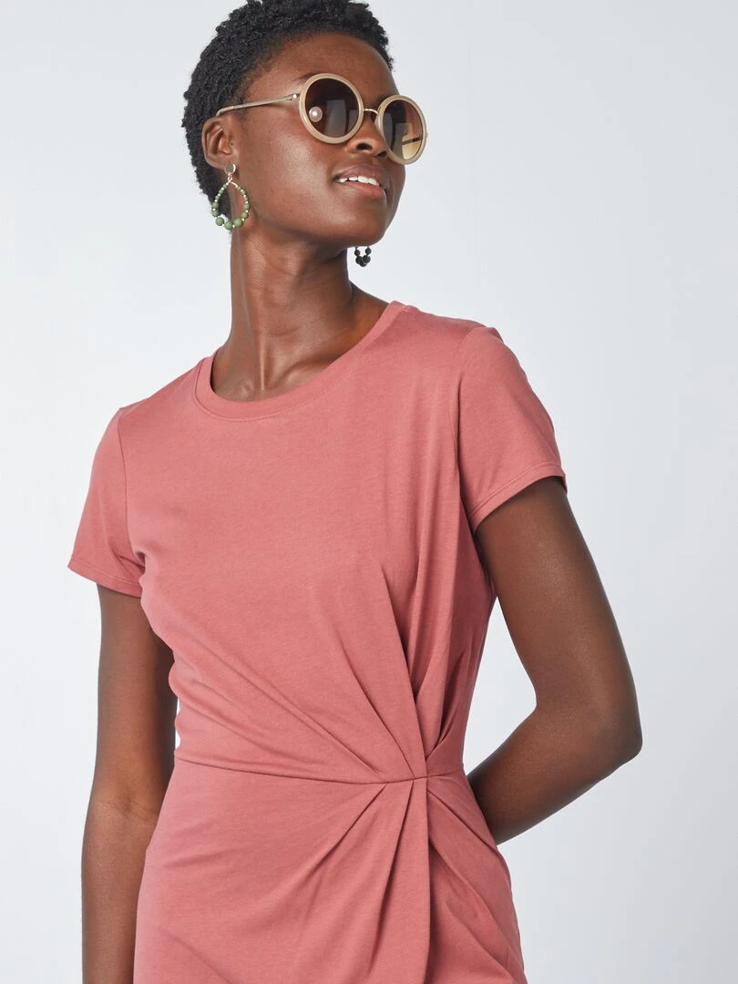 Robe midi à taille resserrée Brique