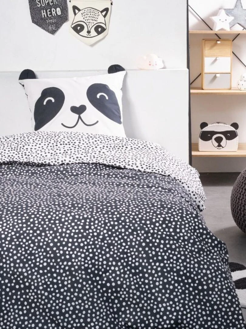 Housse de couette 140x200 Funny 2.8 + 1 taie 100% coton 57 fils Bleu