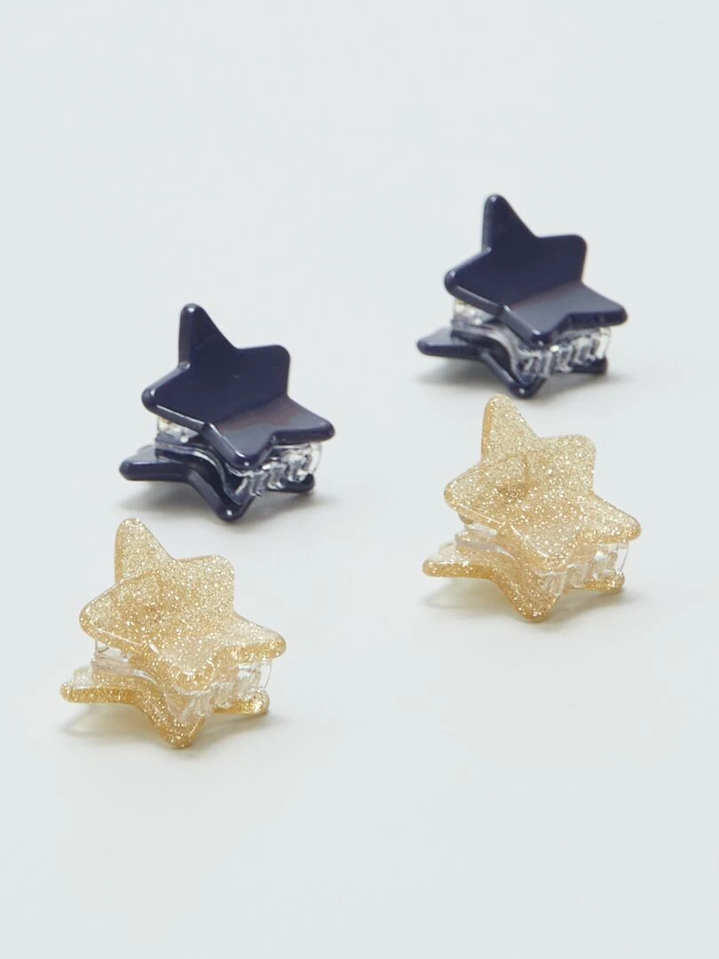 Lot de 4 pinces crabes pour cheveux Doré/Marine