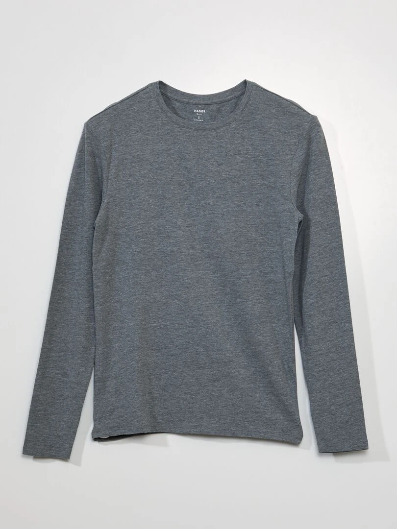 T shirt slim fit à manches longues Gris