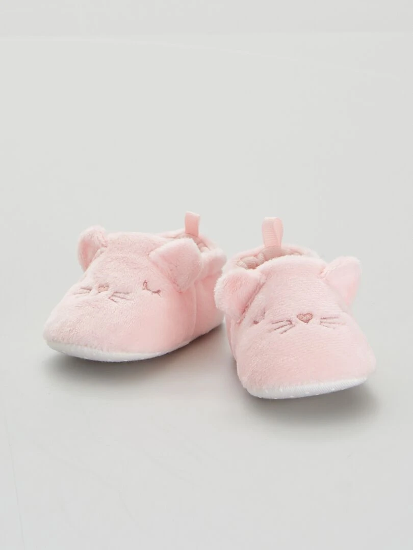 Chaussons bébé en velours   Rose