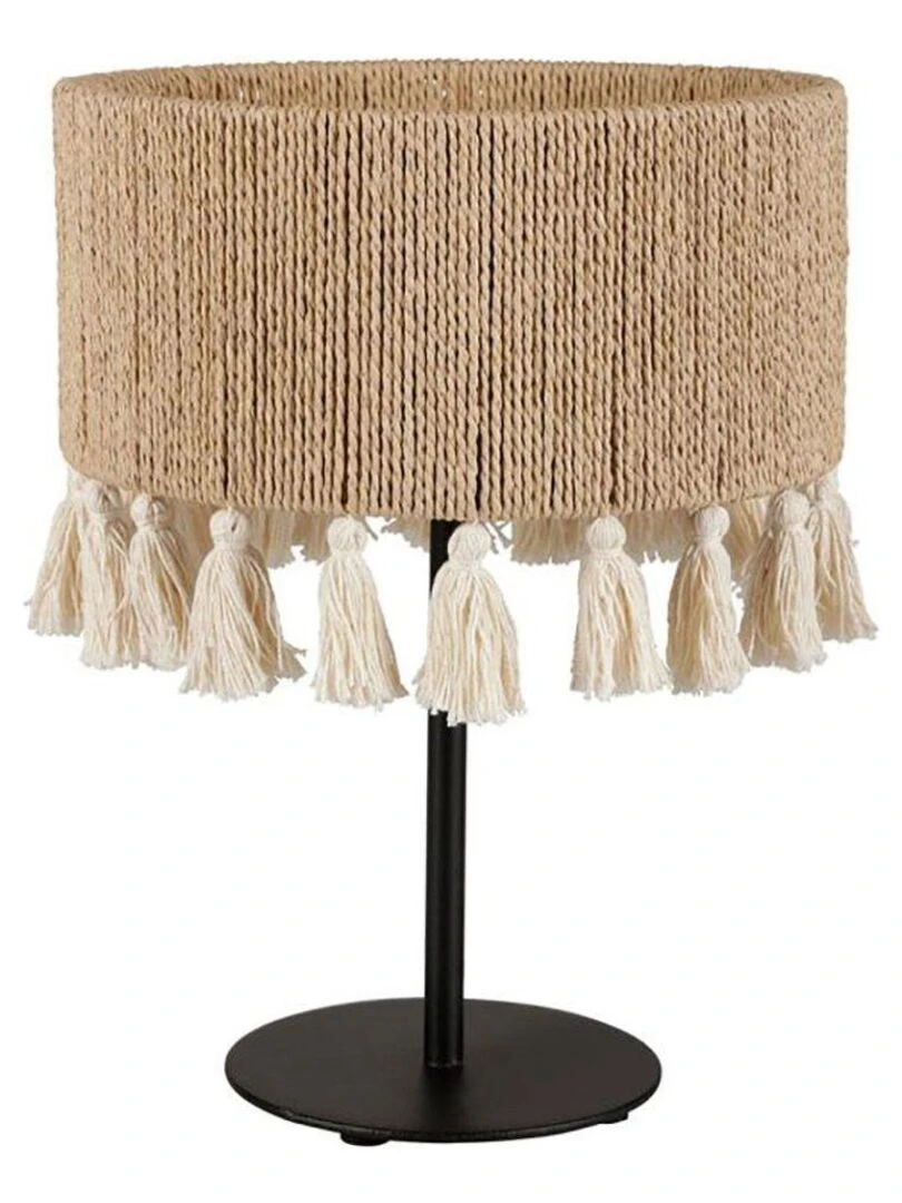 Lampe métal coton Charlotte noire beige Beige