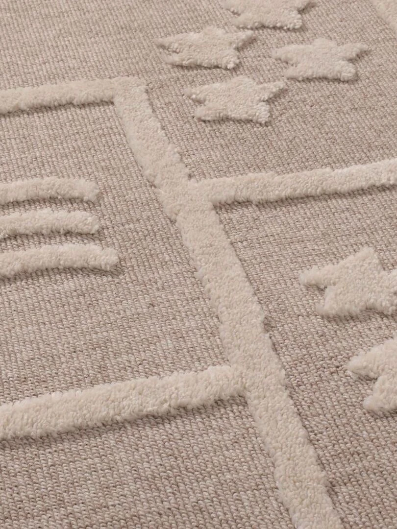 Tapis enfant MARELLE en polyester doux et soyeux OEKO TEX® Beige