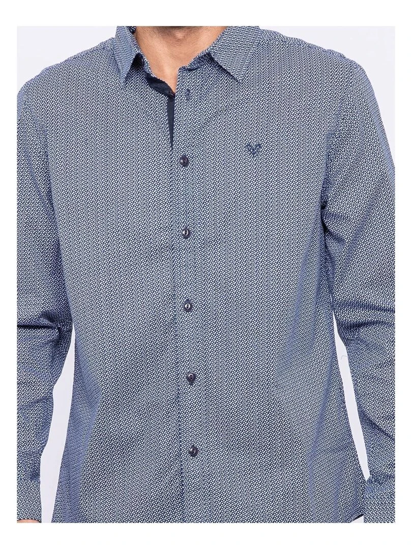 Chemise manches longues motifs TAMIX   Bleu marine