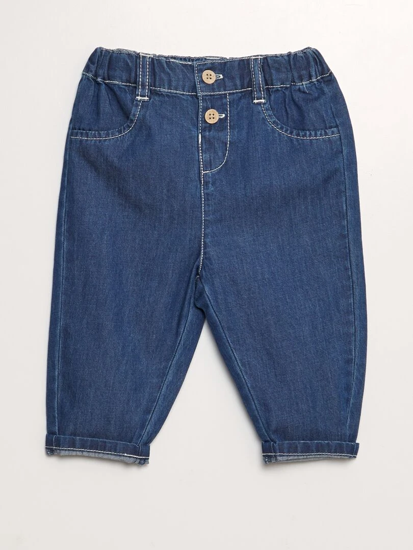 Pantalon en coton effet jean Bleu