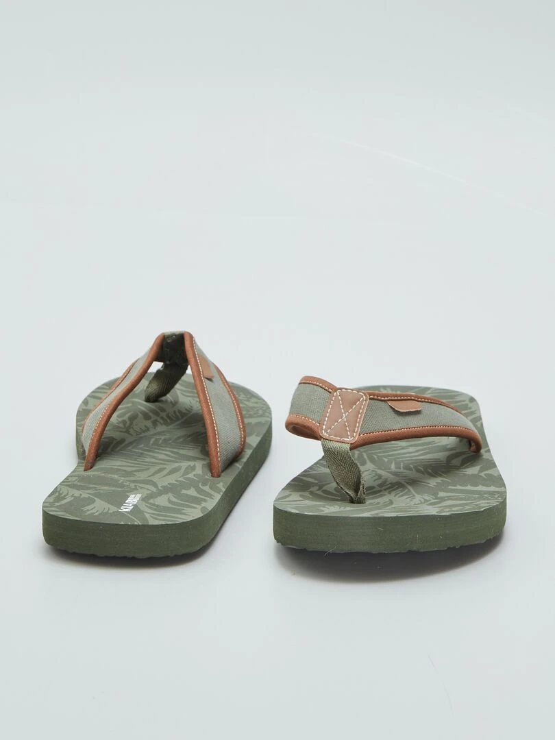 Tong à lanière en textile   Kaki