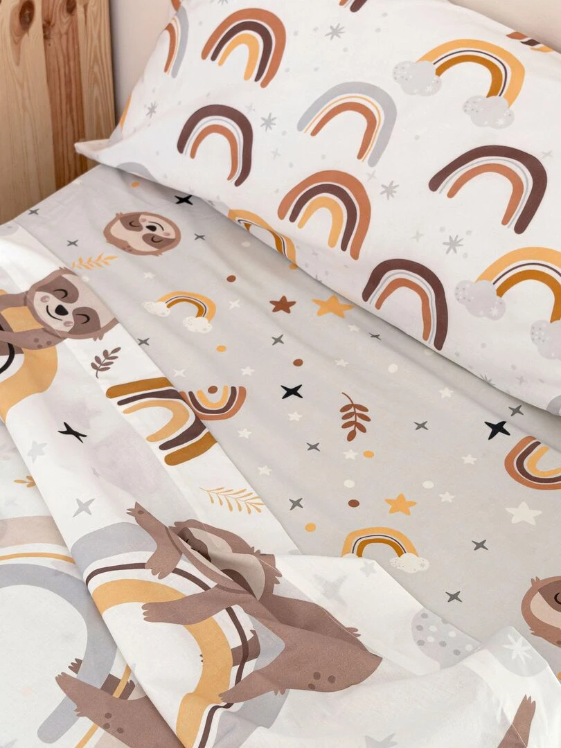Parure de lit 2 pièces Sleepy sloth "Happyfriday"   Blanc