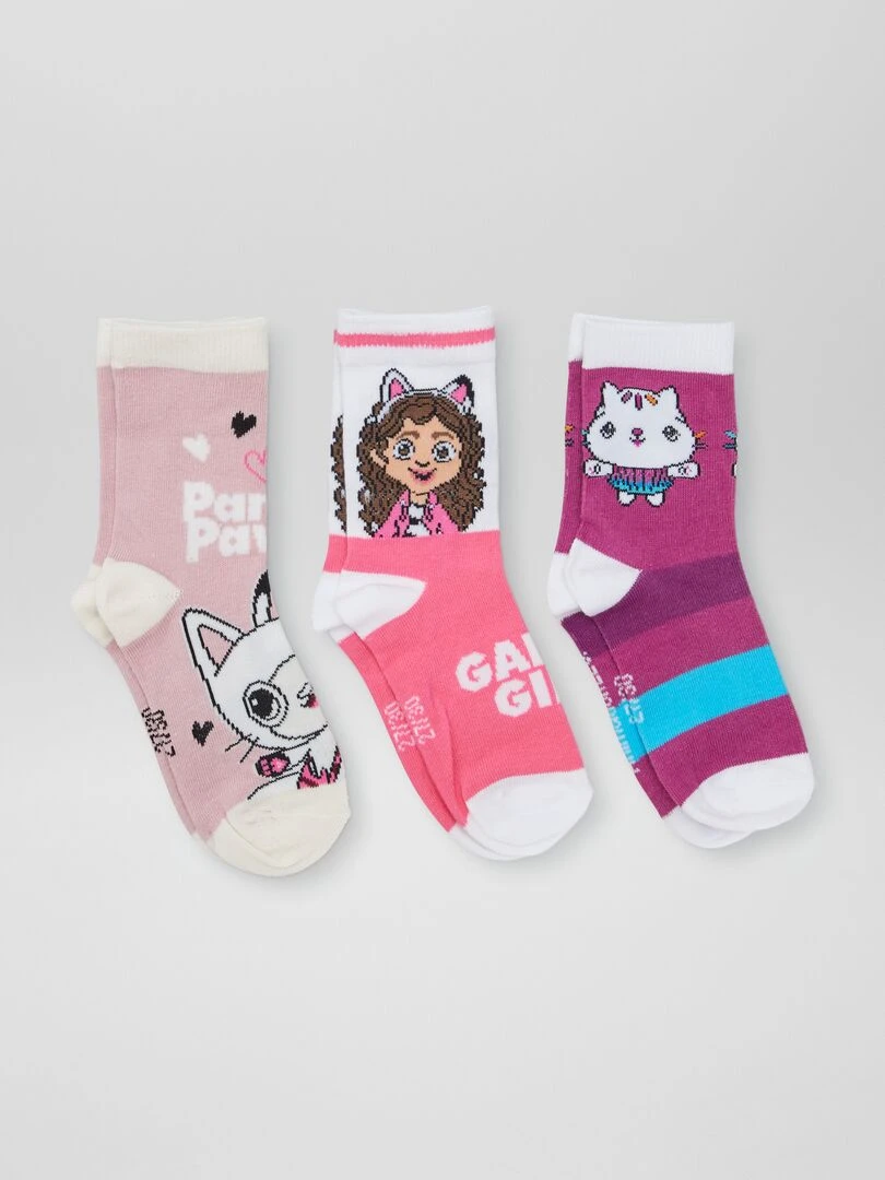 Lot de chaussettes 'Gabby et la maison magique' 3 paires Rose