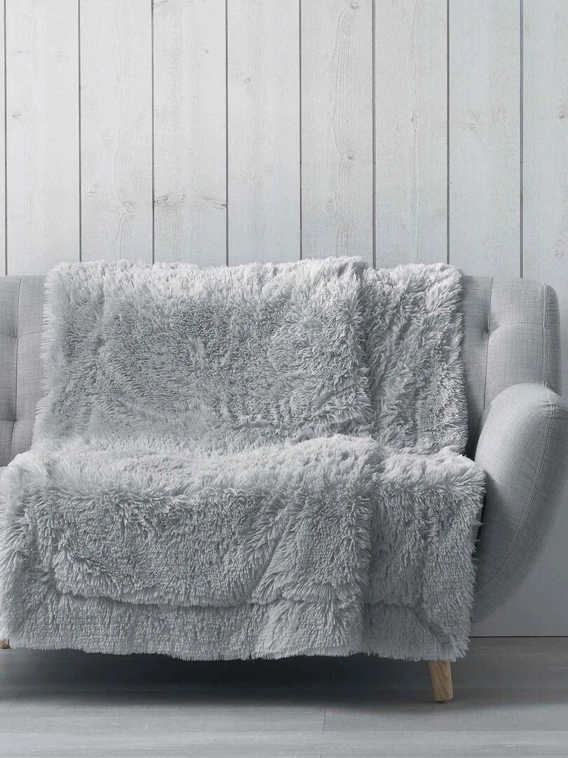 Plaid Couverture imitation Fourrure Collection Marilou Gris