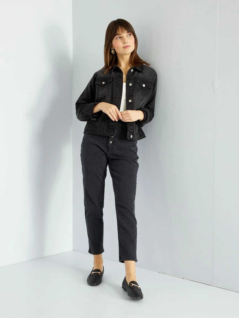 Jean mom à taille très haute L30 Noir