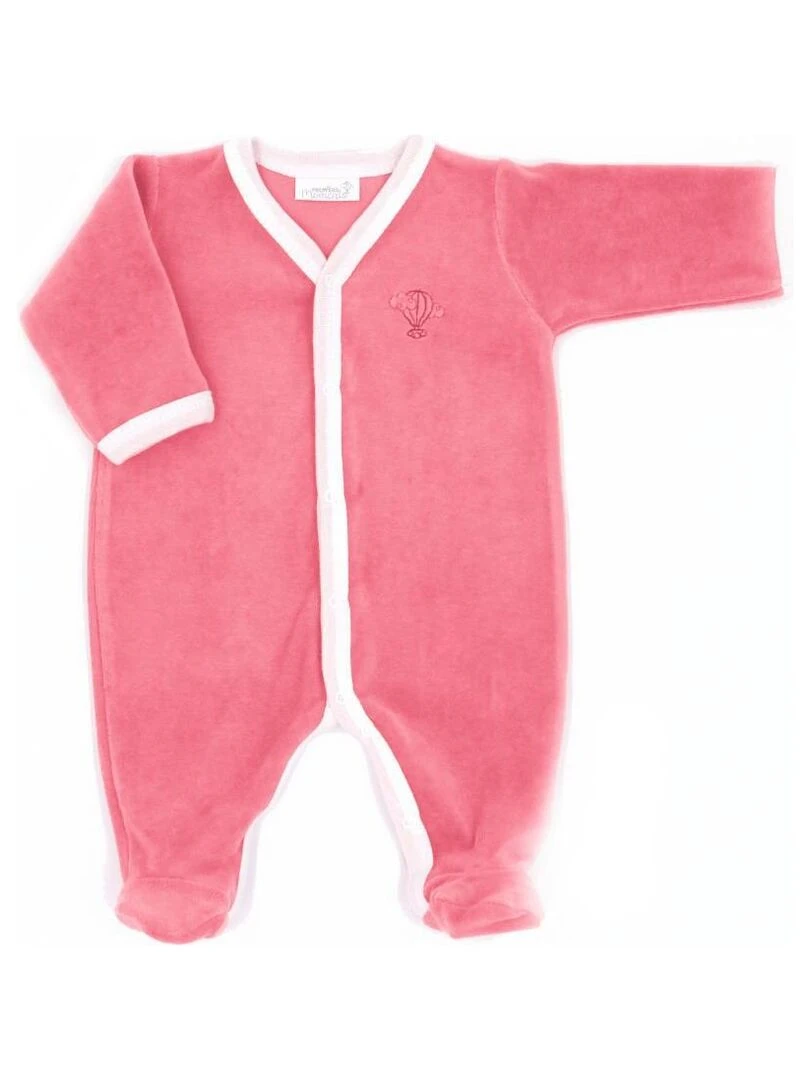 Pyjama velours 100% coton biologique 1 à 6 mois Rouge