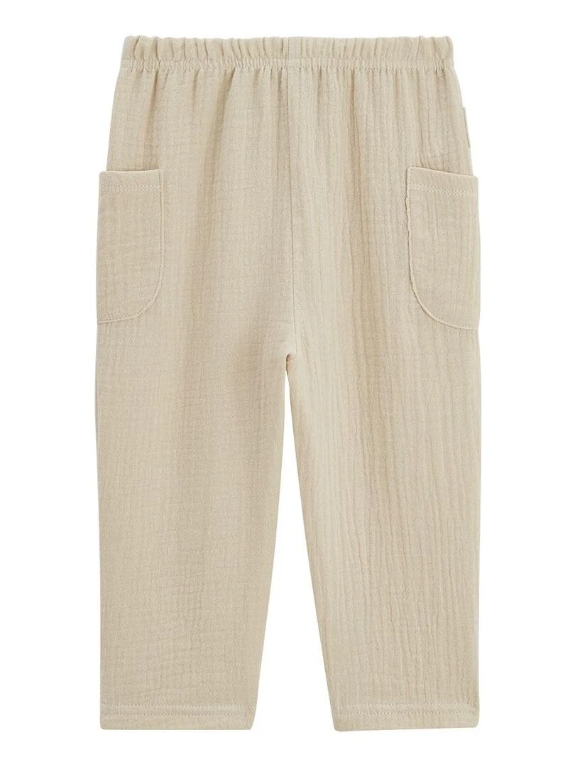 Pantalon bébé en gaze de coton écru Gao Ecru