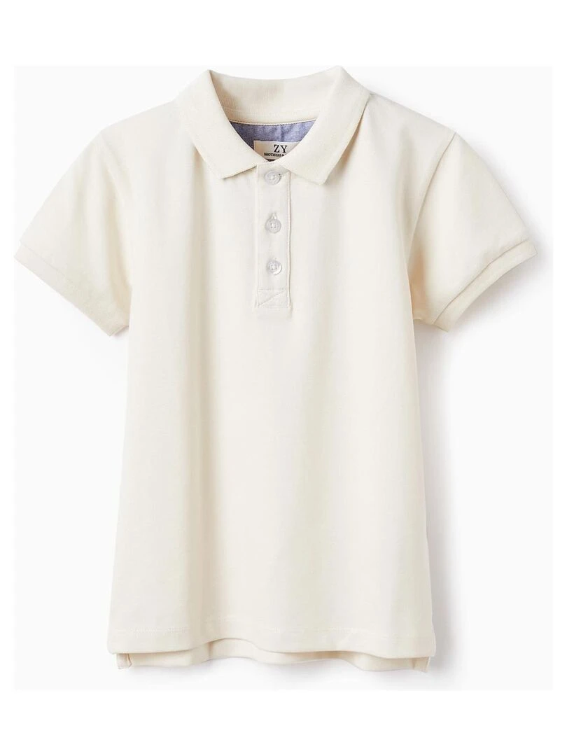 Polo à manches courtes en piqué de coton pour garçon 'B&S' manches courtes Beige clair