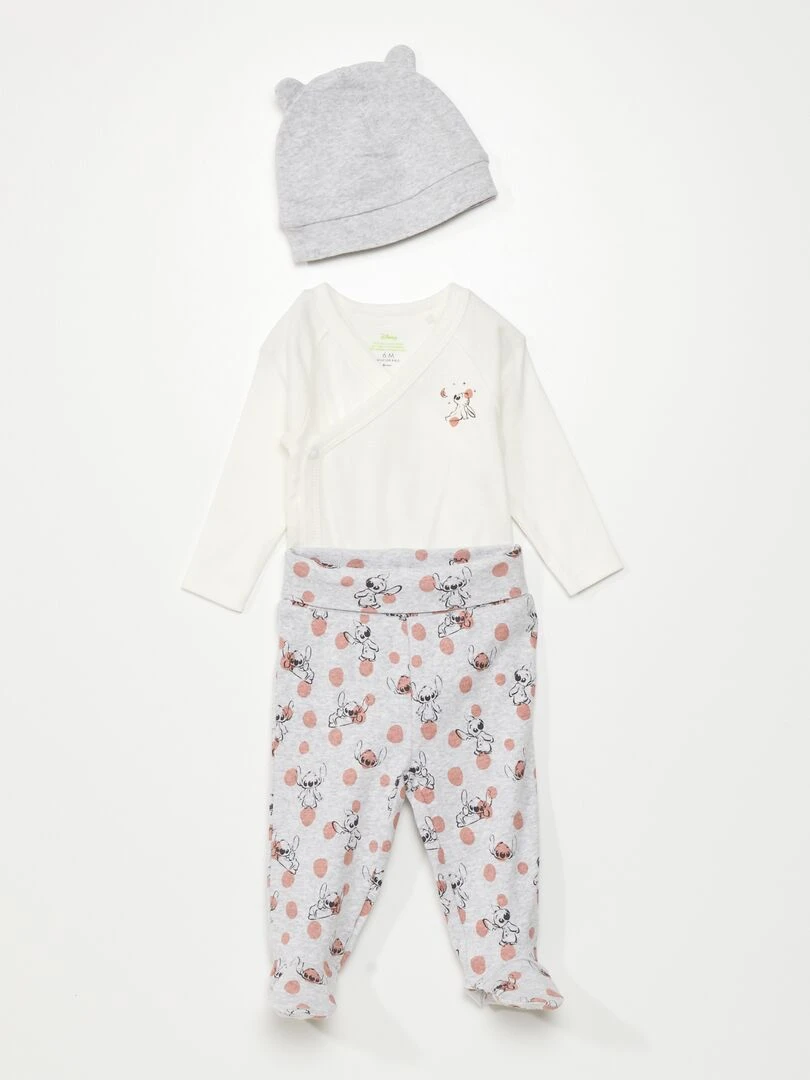 Ensemble body + legging + bonnet 'Disney' 3 pièces Gris/blanc