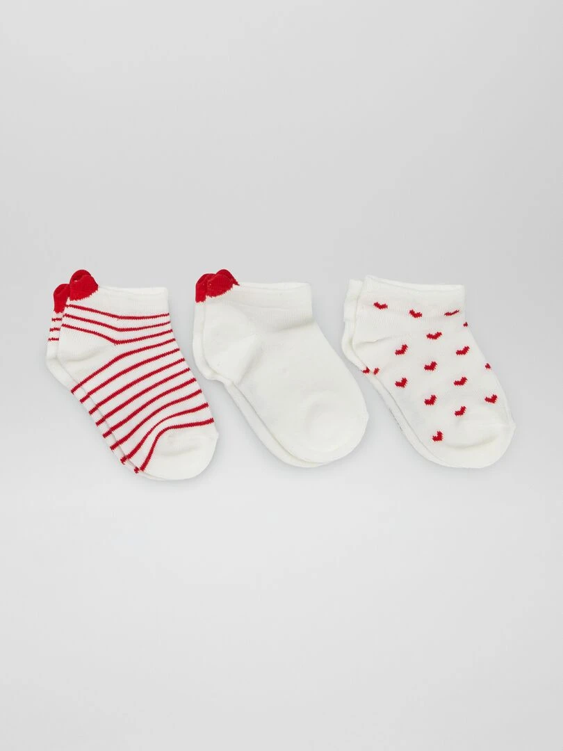 Lot de 3 paires de chaussettes 'cœur' Blanc