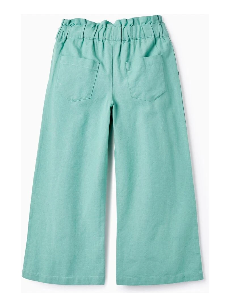 Pantalon en Coton et Lin pour Fille 'Wide Leg' Vert