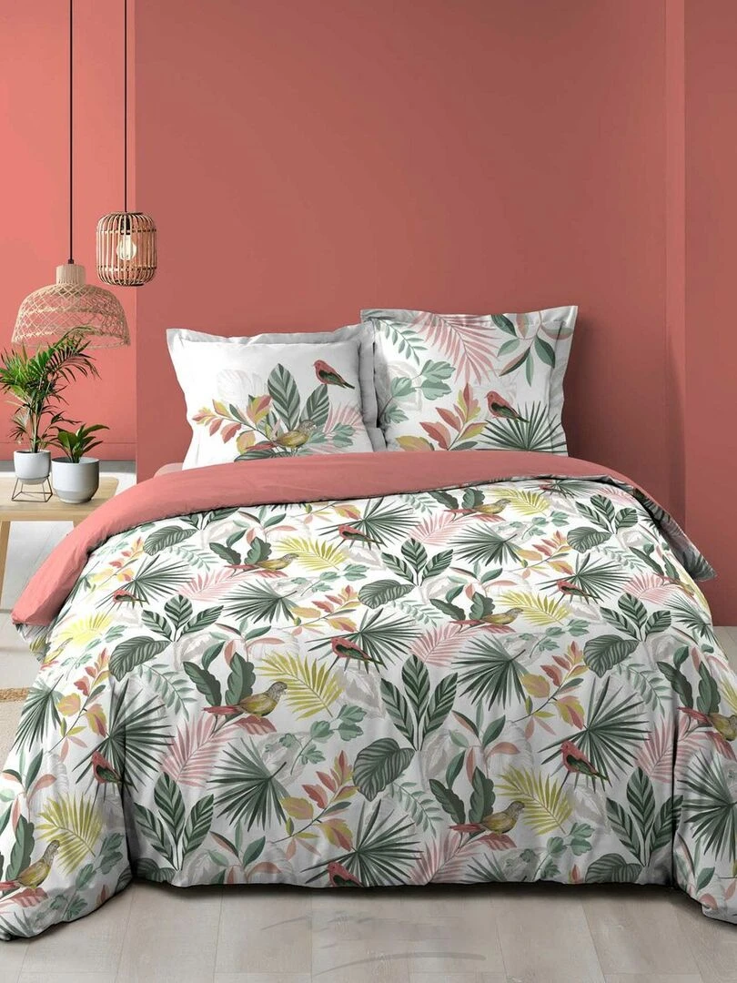 Housse de couette 240x220 + 2 taies Marbelina coton 57 fils Rose