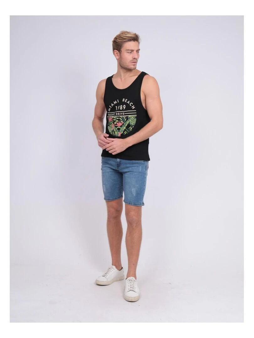 Débardeur col rond pur coton NOSTA   Noir