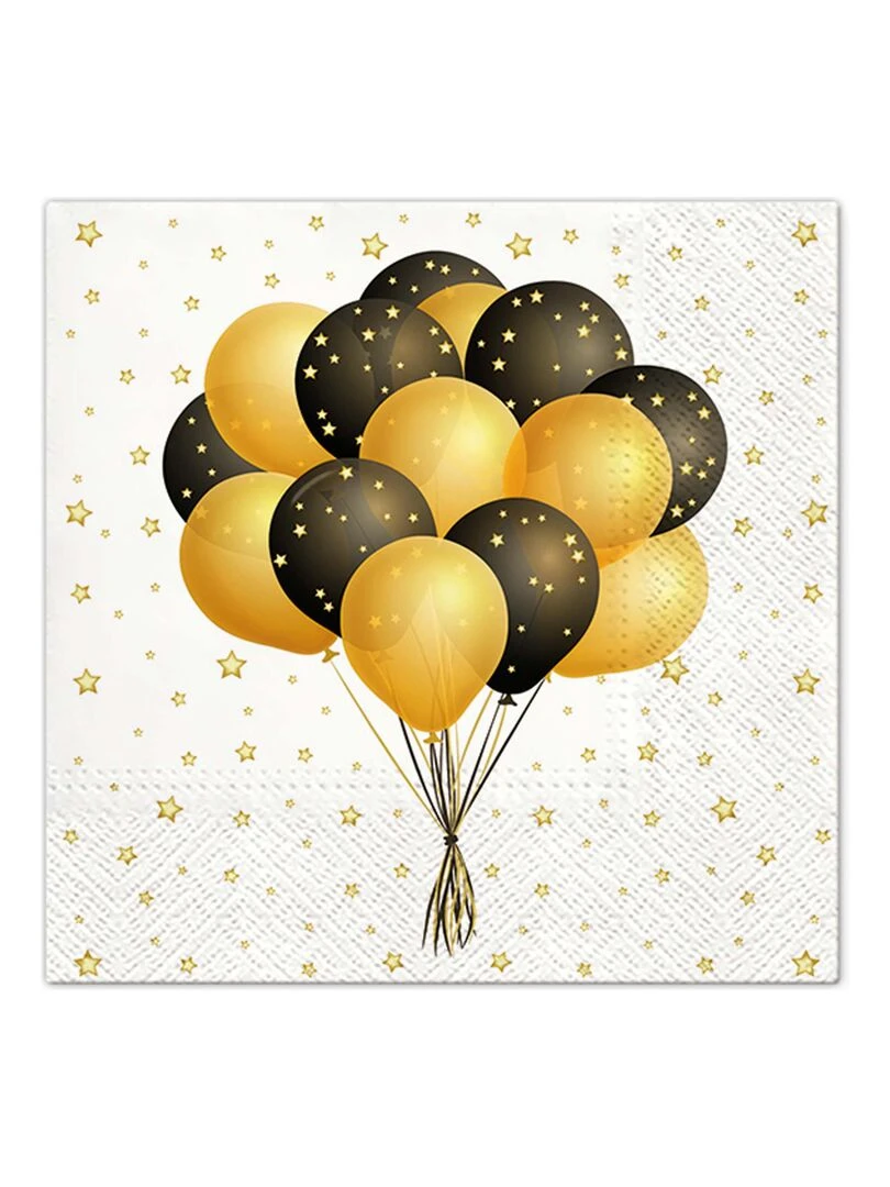 Lot de 20 serviettes en papier 33 x 33 cm Ballons festifs Blanc