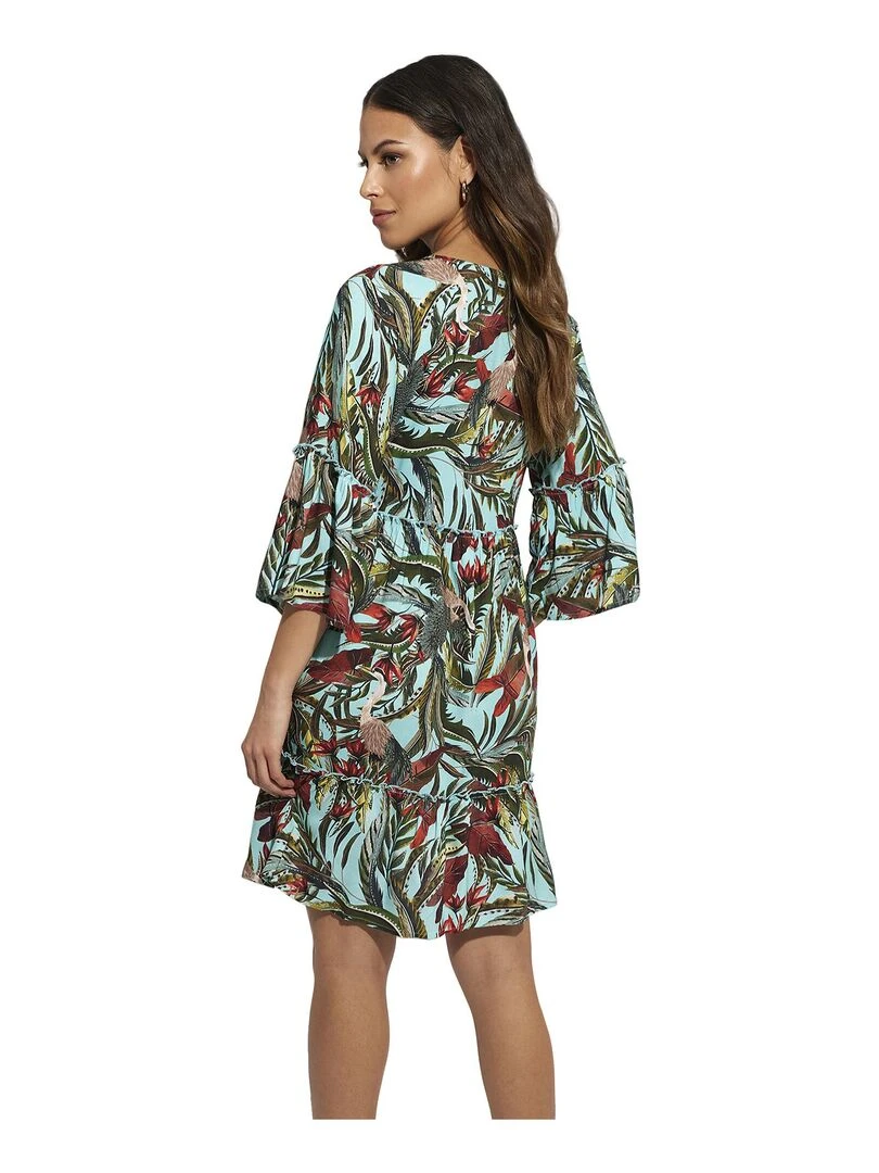 Robe de plage manches trois quarts Galapagos Bleu turquoise