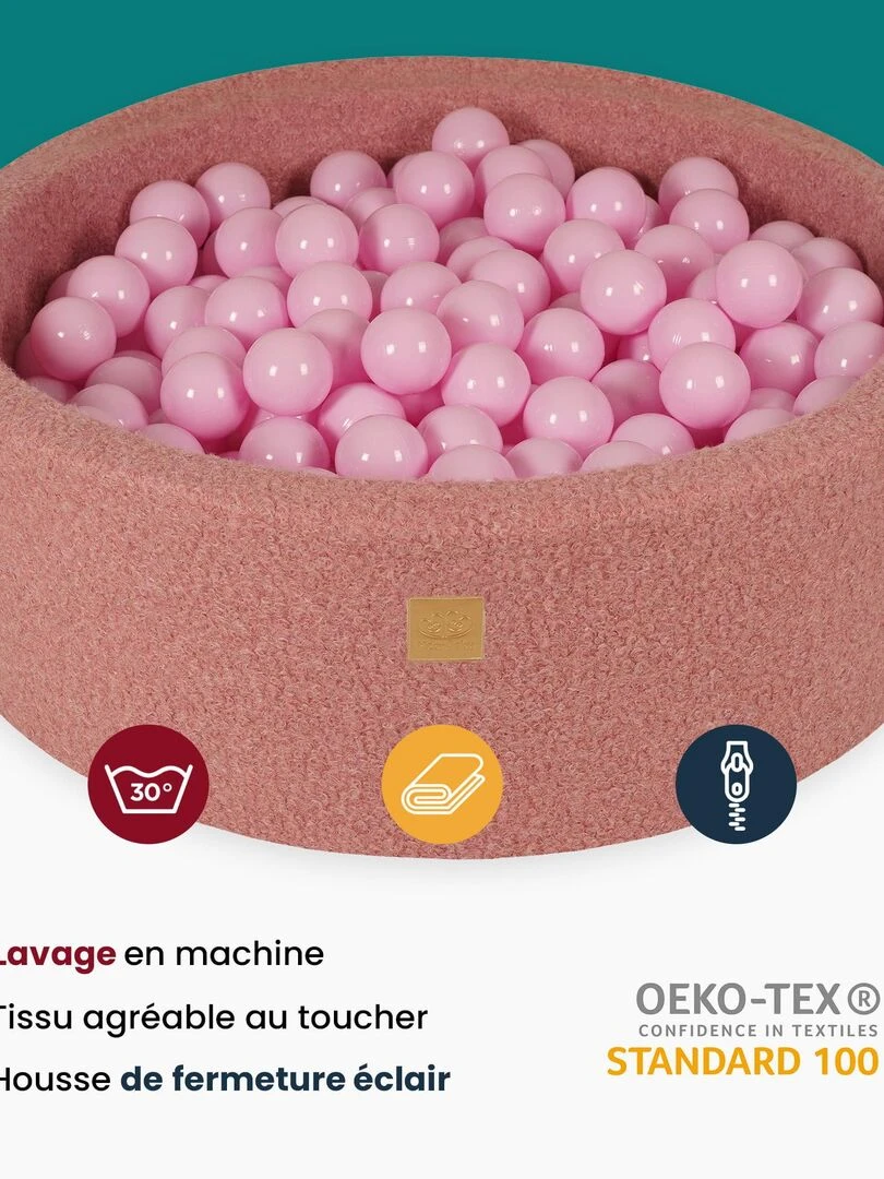 MeowBaby® Boucle Blanc Piscine à Balles Ronde 90x40cm  balles: Rose Pastel/menthe/Blanc/Beige   Rose