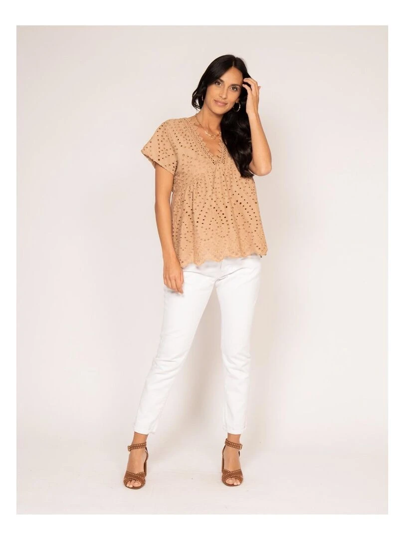 Blouse broderie anglaise FADIA   Beige