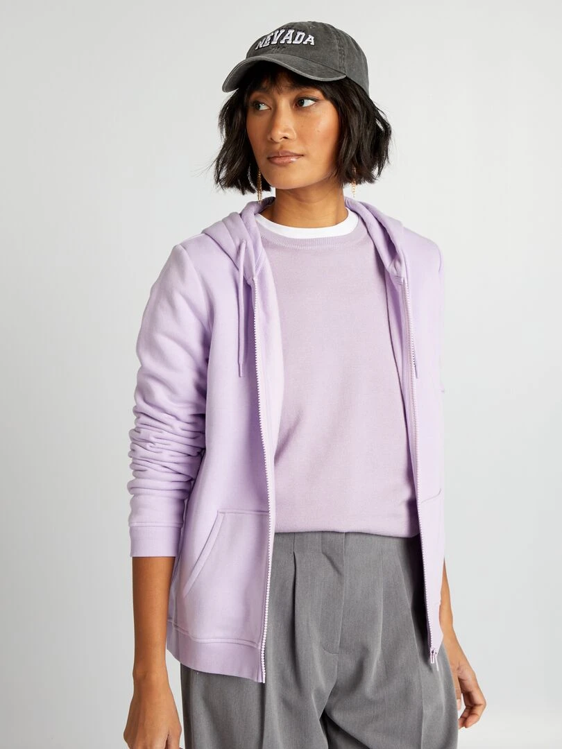 Sweat zippé à capuche Violet