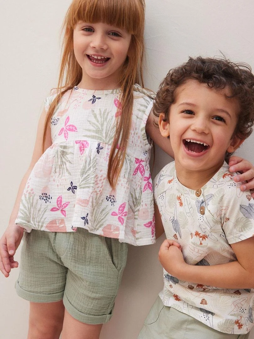 Robe enfant en gaze de coton Calipso   Ecru