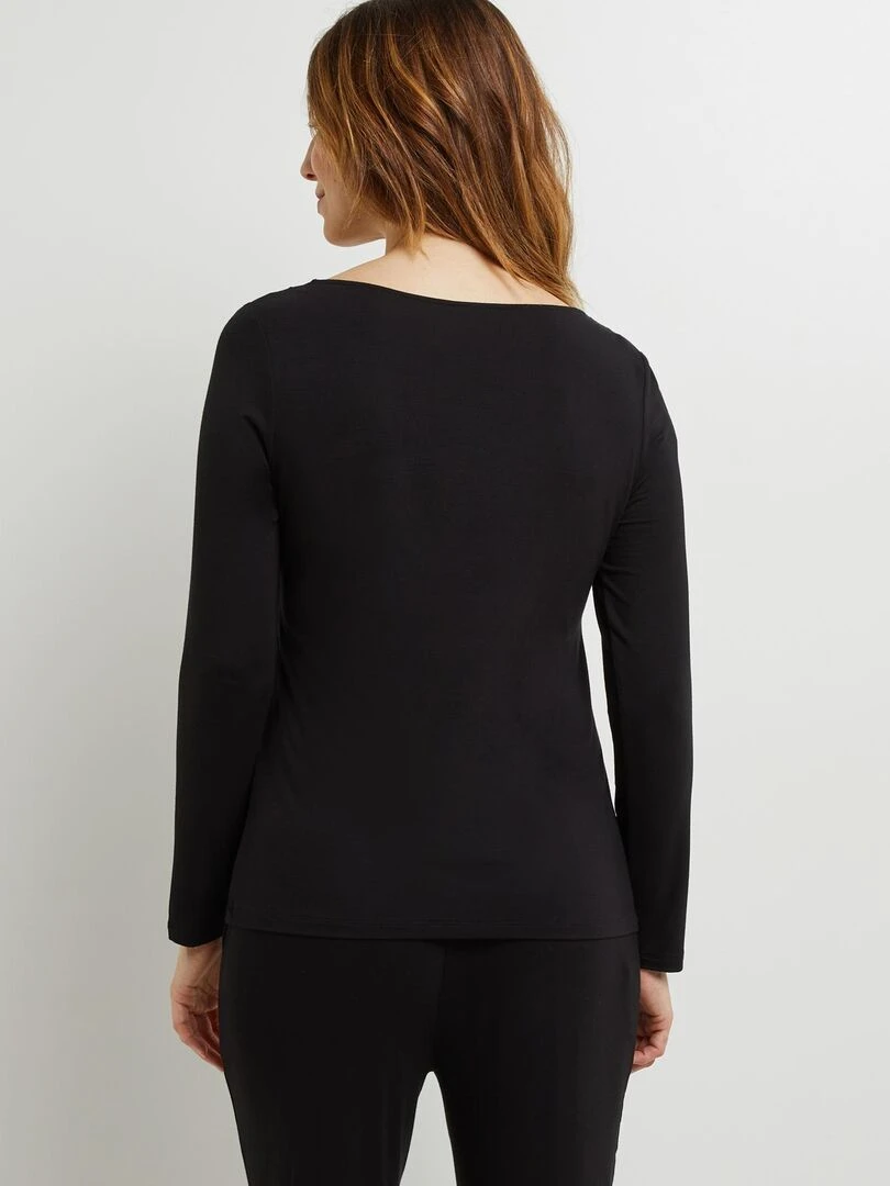 T shirt manches longues viscose Camille RougeGorge Lingerie Noir