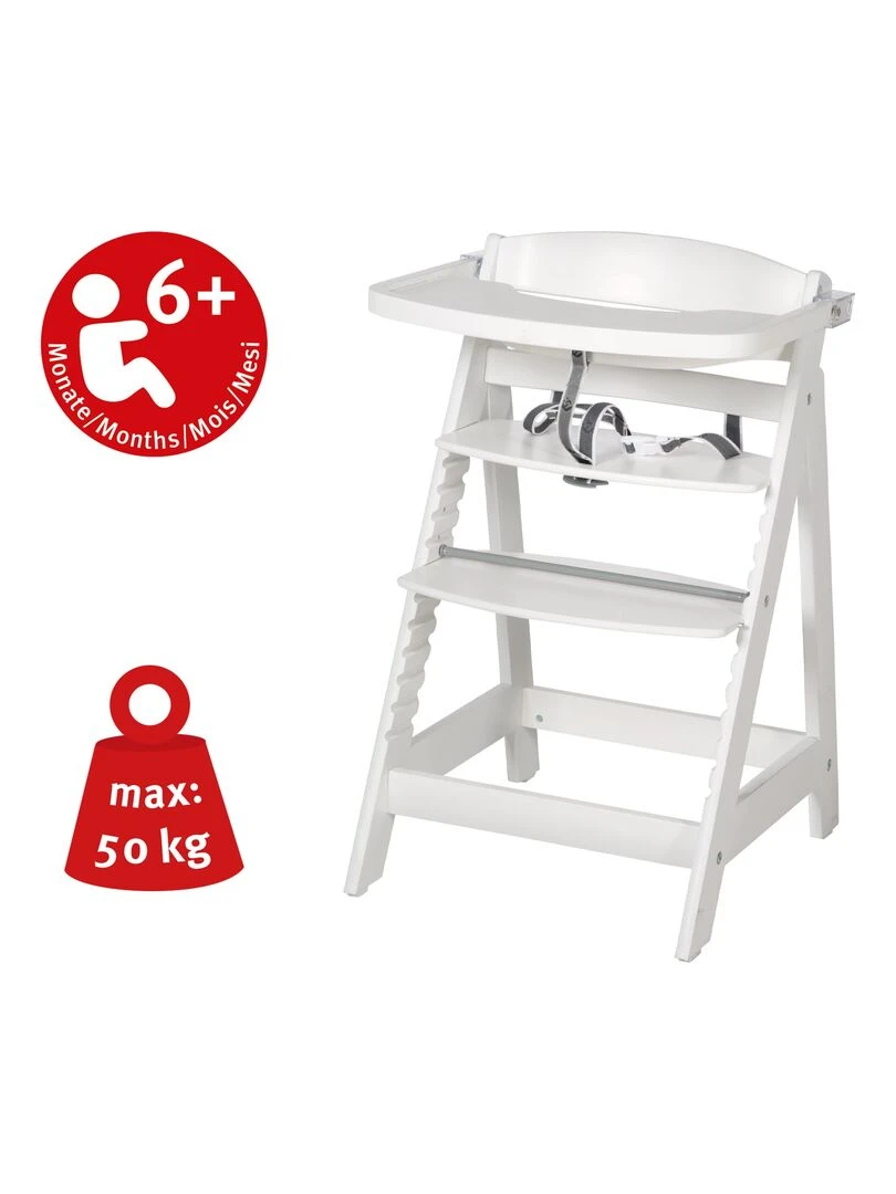 ROBA Chaise Haute Évolutive "Sit Up Fun" + Table À Manger   Blanc   Blanc