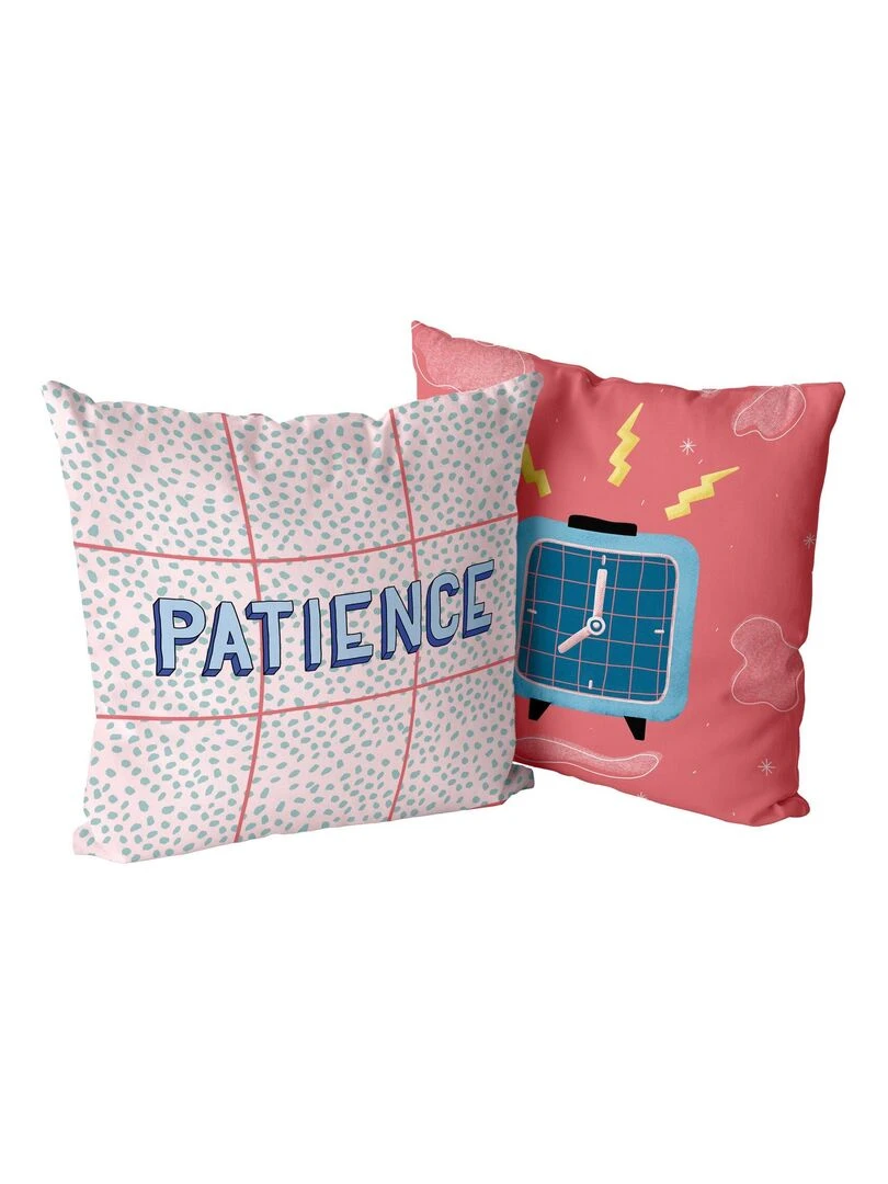 Housse de coussin décoratif Patience "Happyfriday" Blanc