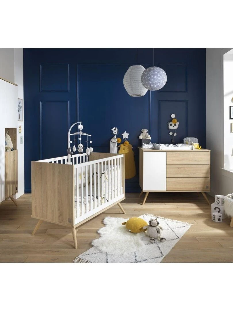 Commode 1 porte 3 tiroirs en bois   SAUTHON   Blanc Marron