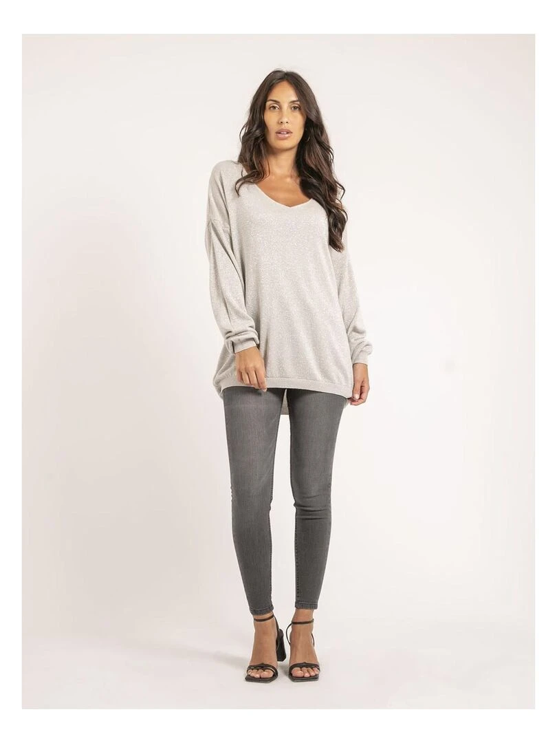Pull fin paillettes KANGO   Gris