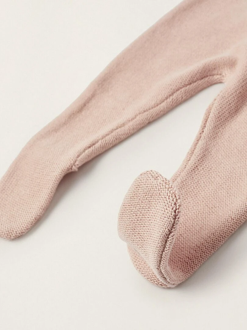 Combinaison en tricot de coton avec pieds pour nouveau né  ATLANTIC COMPANY   Rose clair