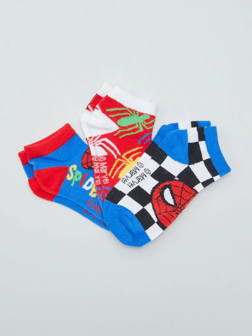 Lot de 3 chaussettes invisibles 'Spiderman' Bleu/blanc