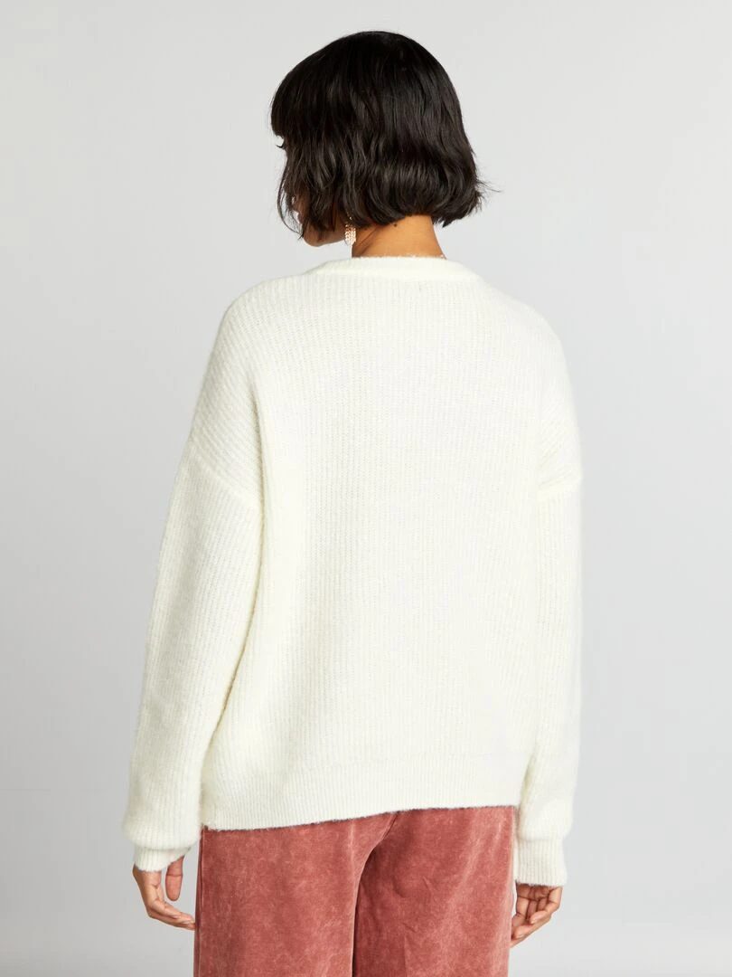 Pull en maille côtelée douce   blanc