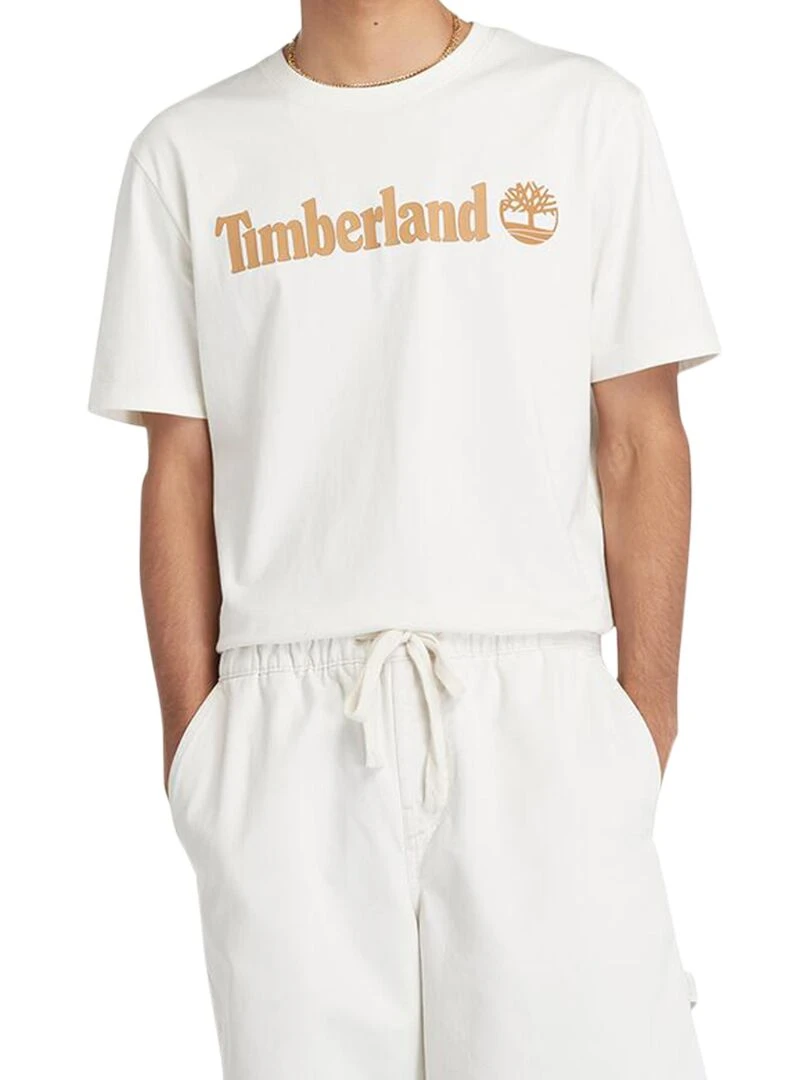 Tee Shirt Timberland Linear Logo Short Sleev   Blanc