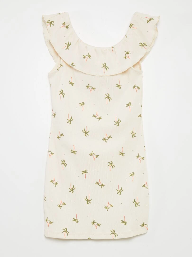 Robe en maille côtelée à col bardot Blanc