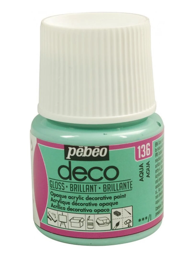 Peinture acrylique opaque brillante   Aqua   45 ml   N/A