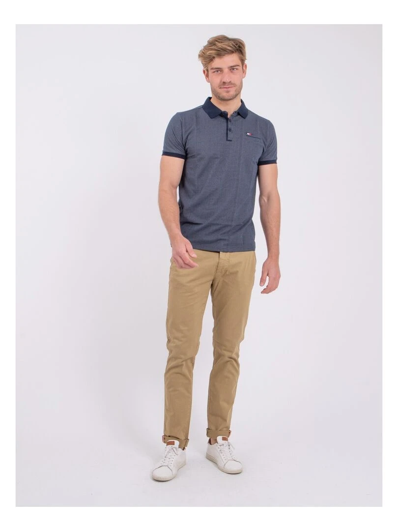 Polo manches courtes pur coton PLADISTO   Bleu marine