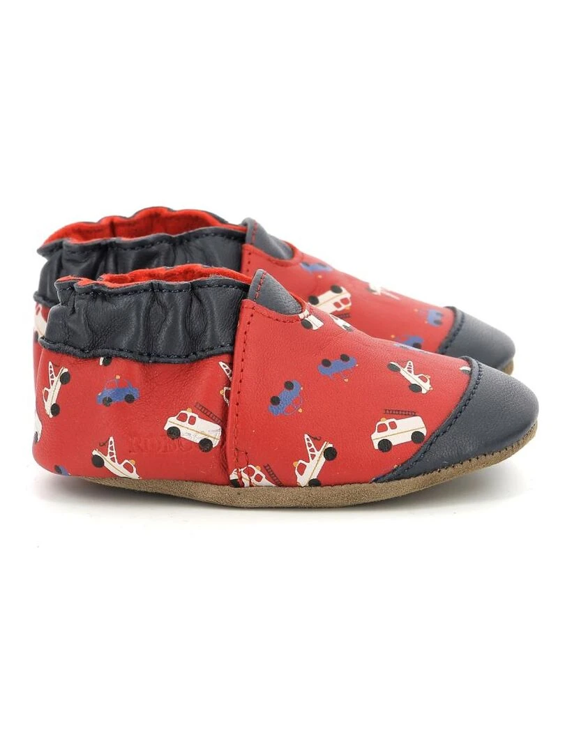 Chaussons Cuir Super Cars   Rouge